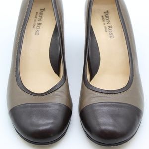 Taryn Rose Two-Tone Brown Wedge Pumps Size 7